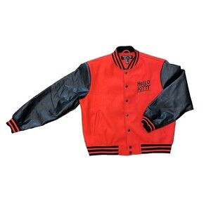 Hello Kitty Sanrio Forever 21 Men's Black Red Letterman Varsity Jacket X-Large